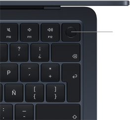 Sensor Touch ID ubicado en la esquina superior derecha del teclado de la MacBook Air