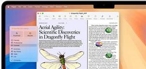 Se usa Herramientas de Escritura de Apple Intelligence para revisar un documento científico en la app Pages con el fin de hacerlo más conciso.