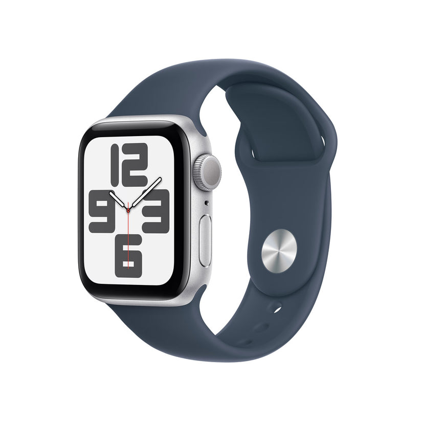 Apple Watch SE GPS • Caja de aluminio color plata de 40 mm • Correa deportiva azul tormenta - S/M