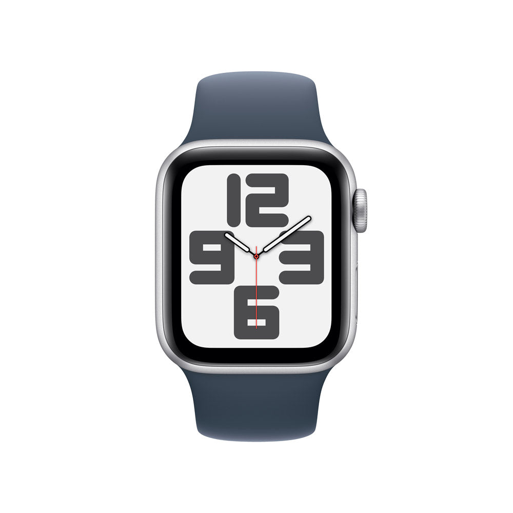 Apple Watch SE GPS • Caja de aluminio color plata de 40 mm • Correa deportiva azul tormenta - S/M