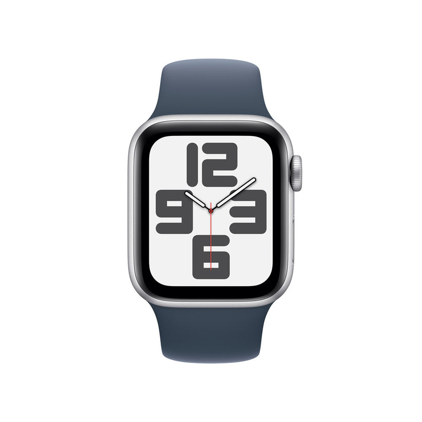 Apple Watch SE GPS • Caja de aluminio color plata de 40 mm • Correa deportiva azul tormenta - S/M