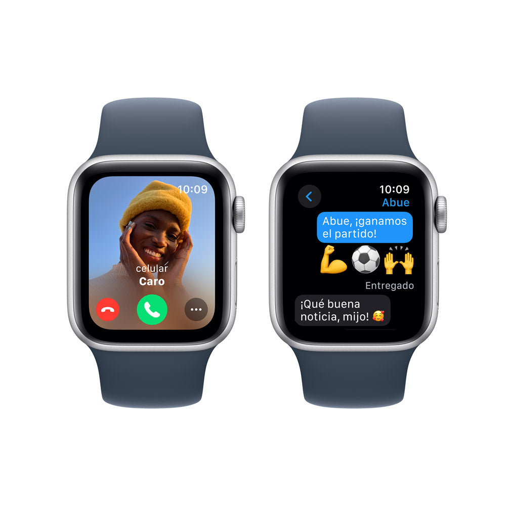Apple Watch SE GPS • Caja de aluminio color plata de 40 mm • Correa deportiva azul tormenta - S/M