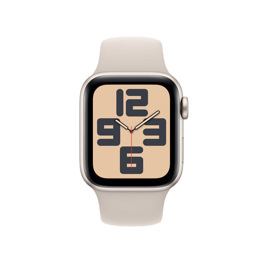 Apple Watch SE GPS • Caja de aluminio blanco estelar de 40 mm • Correa deportiva blanco estelar - M/L