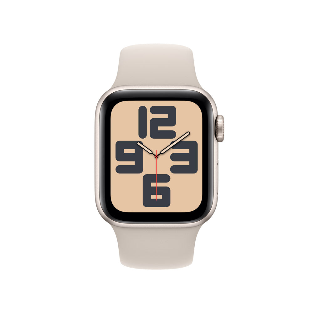 Apple Watch SE GPS • Caja de aluminio blanco estelar de 40 mm • Correa deportiva blanco estelar - S/M