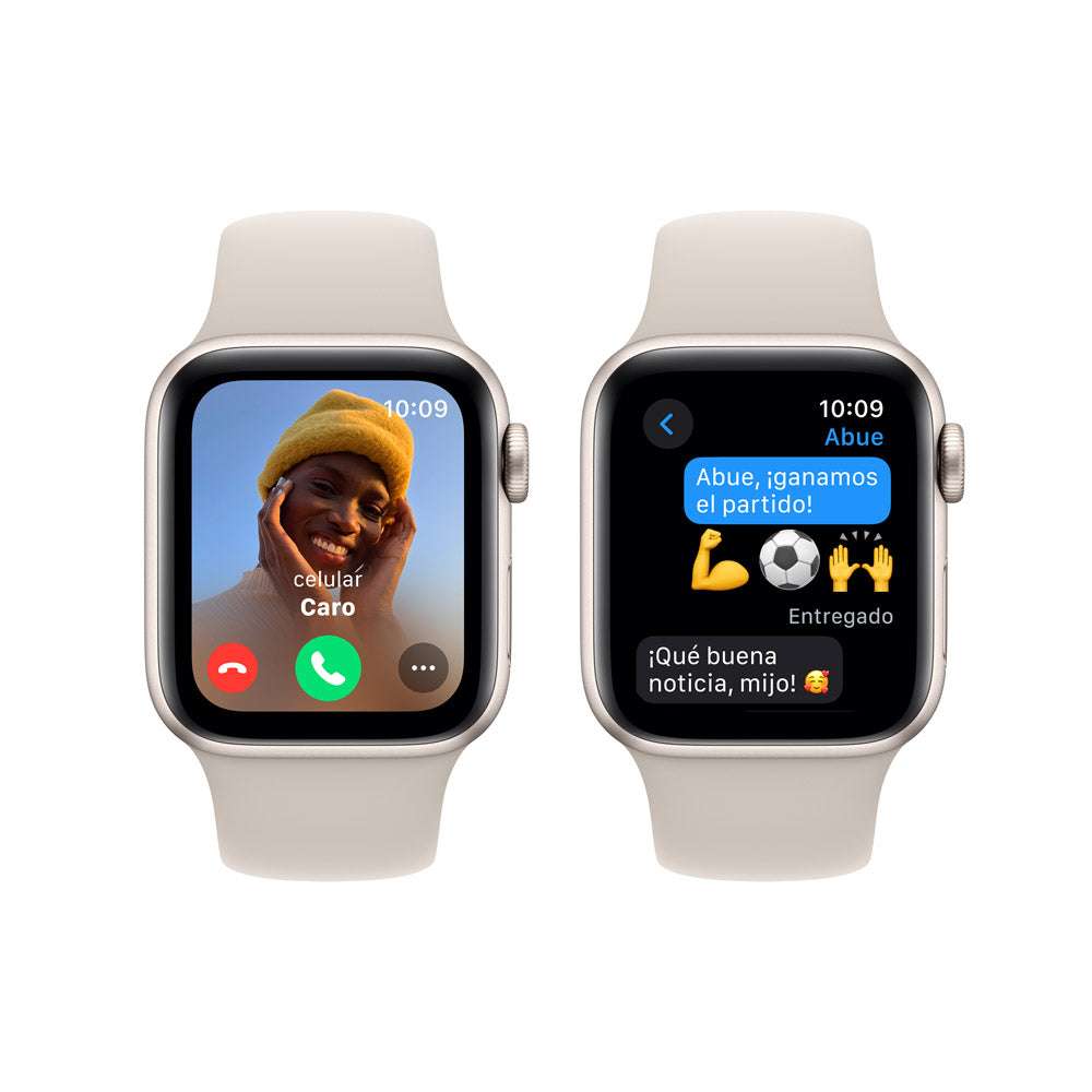 Apple Watch SE GPS • Caja de aluminio blanco estelar de 40 mm • Correa deportiva blanco estelar - S/M