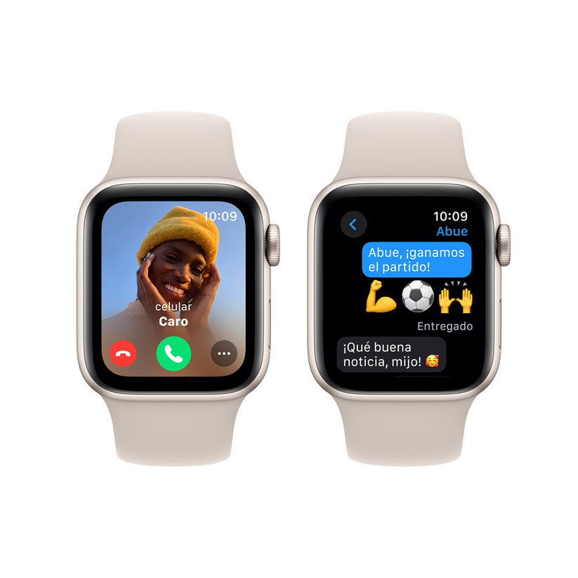 Apple Watch SE GPS • Caja de aluminio blanco estelar de 40 mm • Correa deportiva blanco estelar - S/M