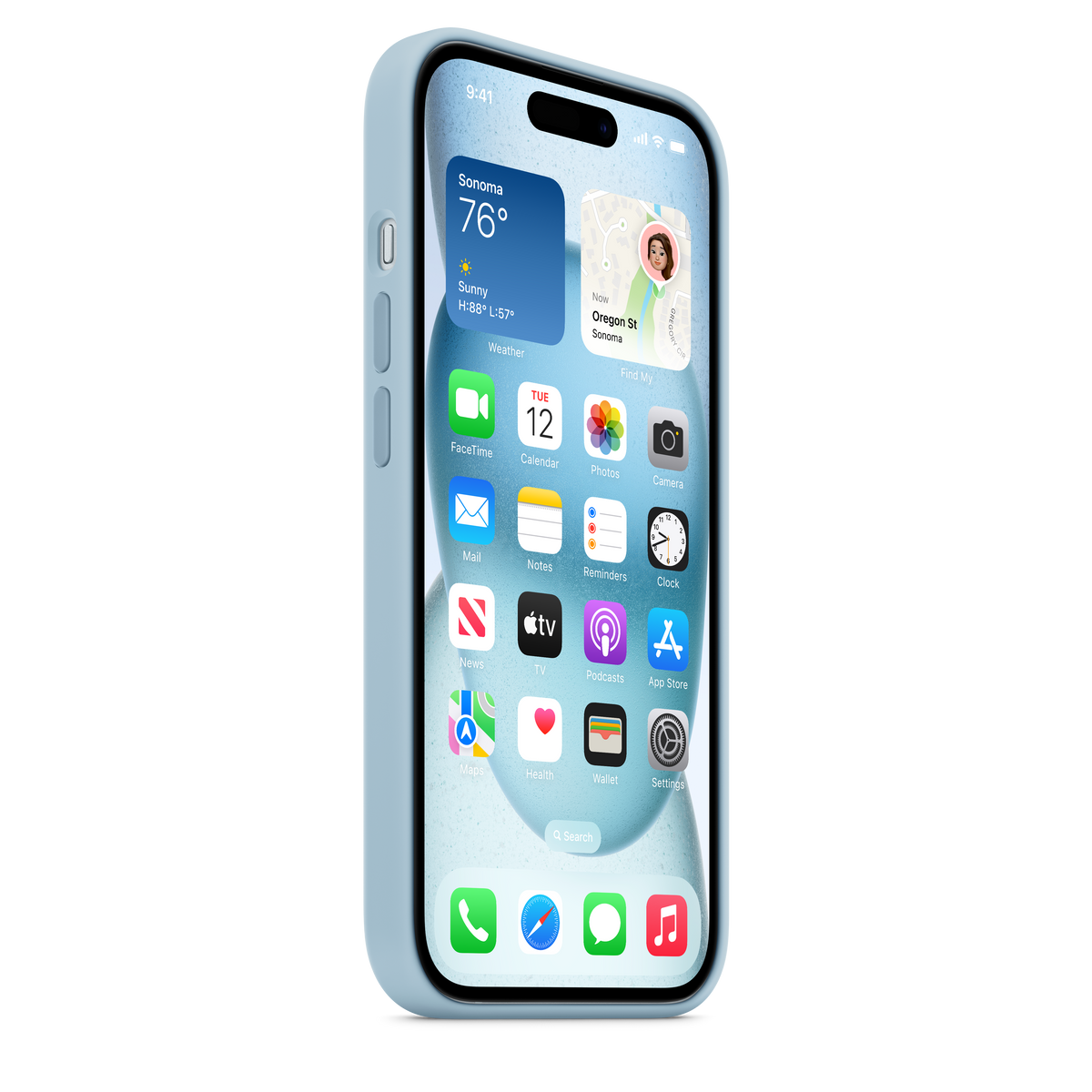 Carcasa de silicona con MagSafe para el iPhone 15 - Azul claro