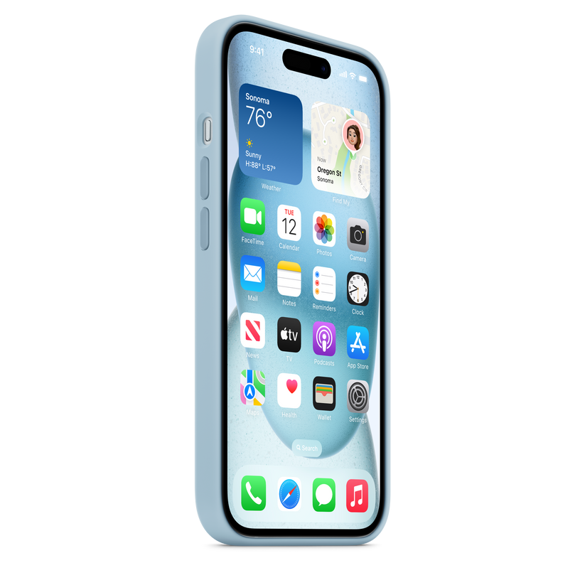 Carcasa de silicona con MagSafe para el iPhone 15 - Azul claro