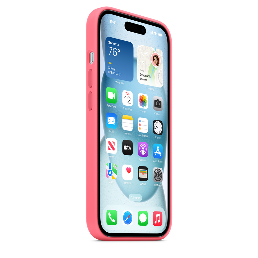 Carcasa de silicona con MagSafe para el iPhone 15 - Rosado