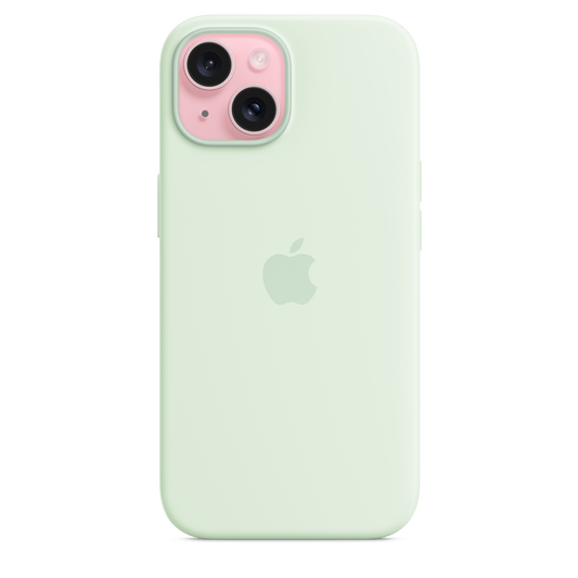 Carcasa de silicona con MagSafe para el iPhone 15 - Color menta claro