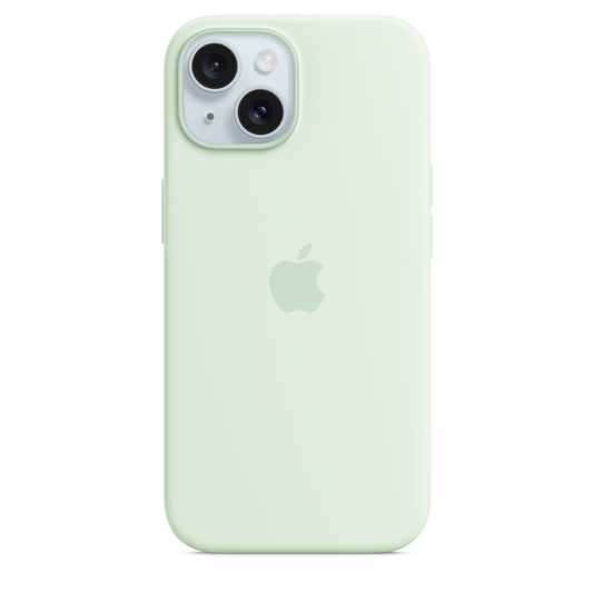 Carcasa de silicona con MagSafe para el iPhone 15 - Color menta claro
