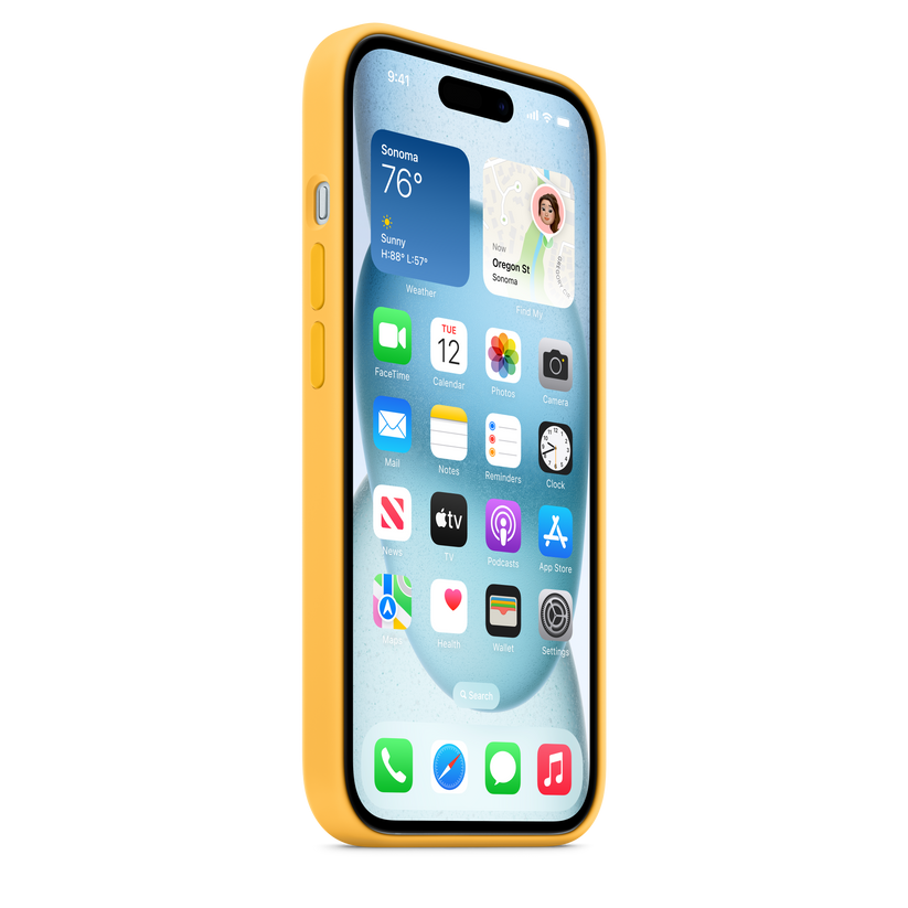 Carcasa de silicona con MagSafe para el iPhone 15 - Amarillo solar