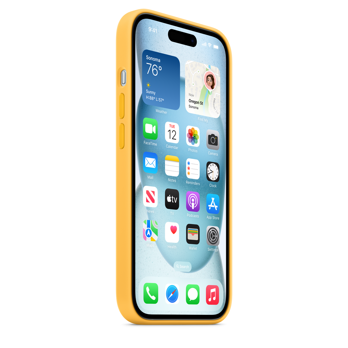 Carcasa de silicona con MagSafe para el iPhone 15 - Amarillo solar
