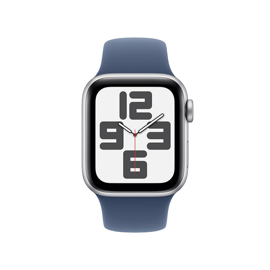 Apple Watch SE GPS • Caja de aluminio color plata de 40 mm • Correa deportiva azul denim - M/L