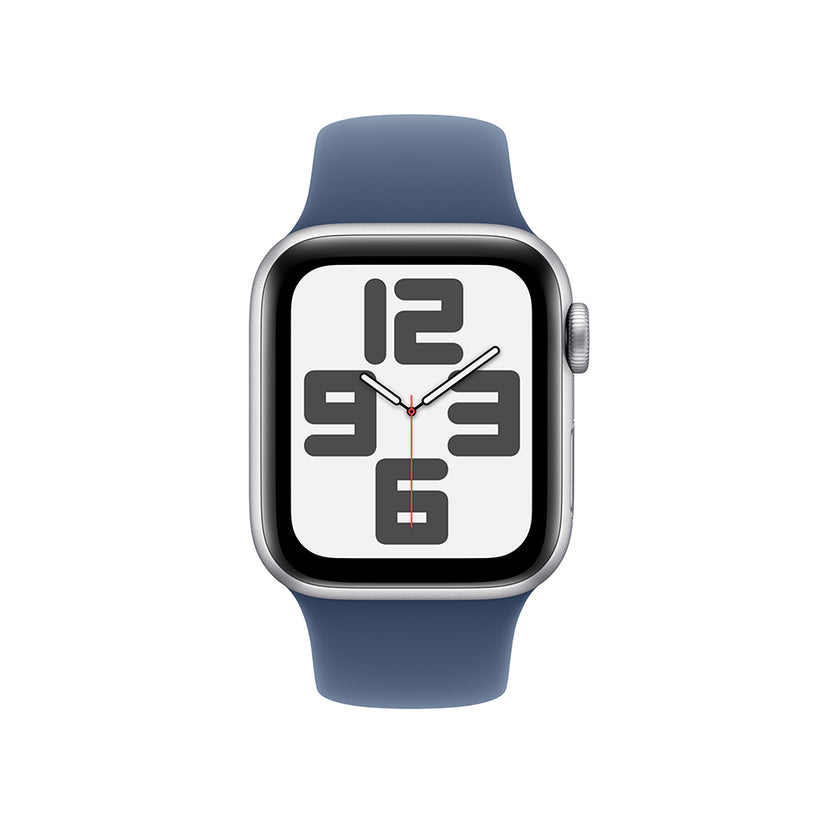 Apple Watch SE GPS • Caja de aluminio color plata de 40 mm • Correa deportiva azul denim - S/M