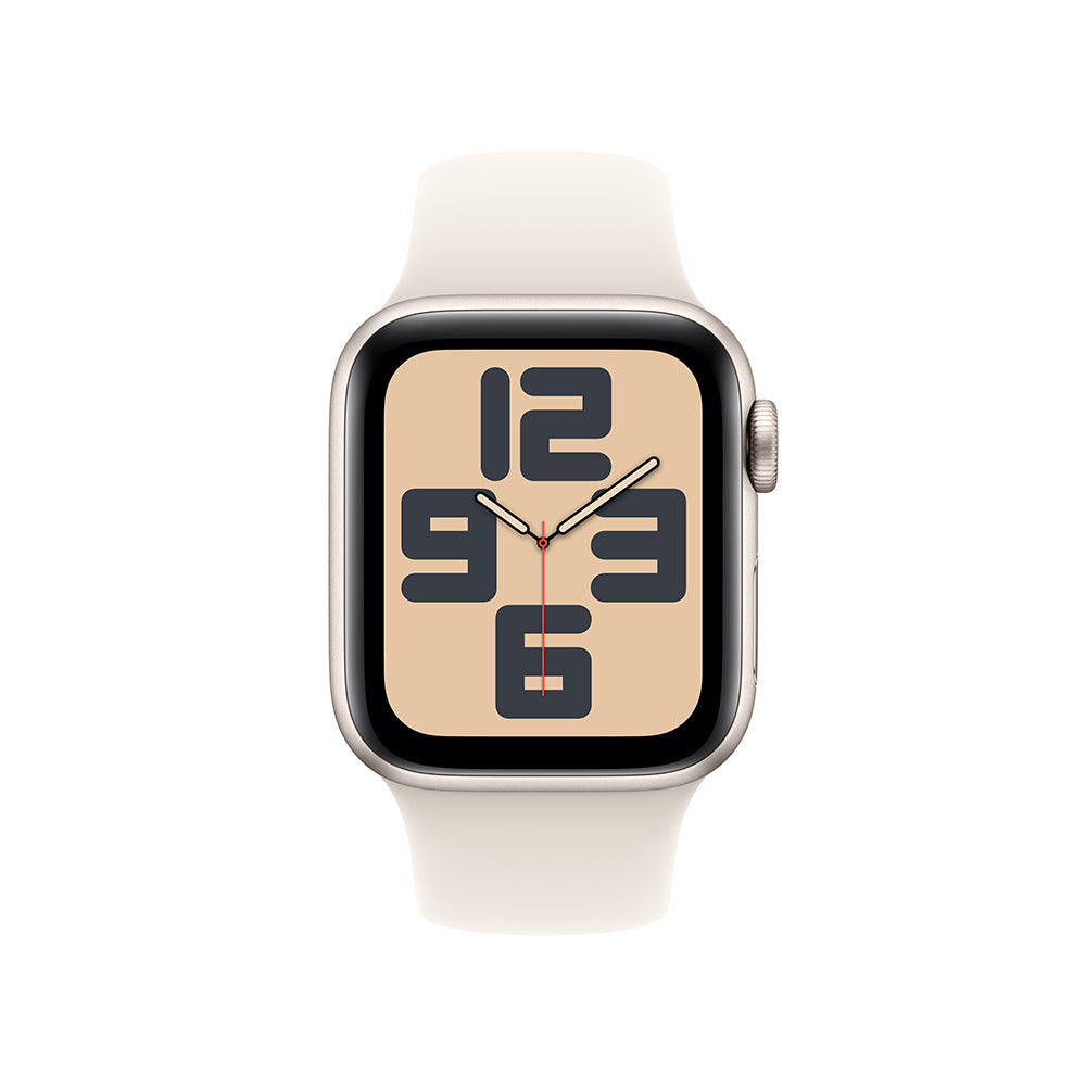 Apple Watch SE GPS • Caja de aluminio blanco estelar de 40 mm • Correa deportiva blanco estelar - S/M