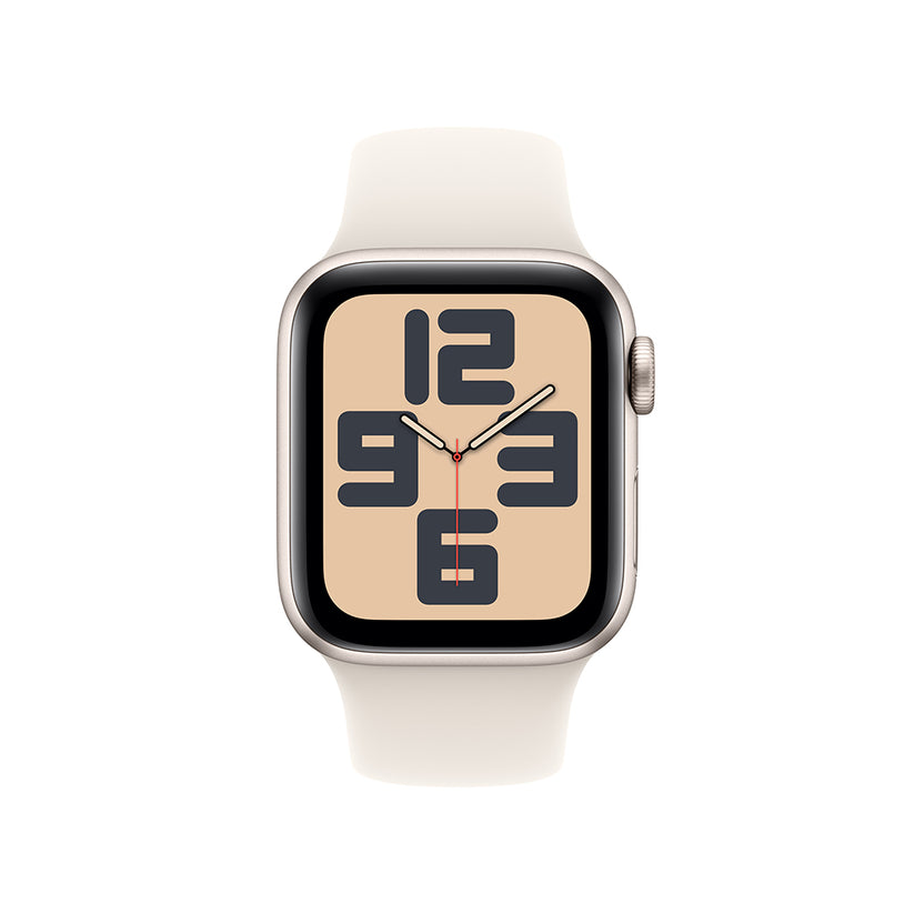 Apple Watch SE GPS • Caja de aluminio blanco estelar de 40 mm • Correa deportiva blanco estelar - S/M