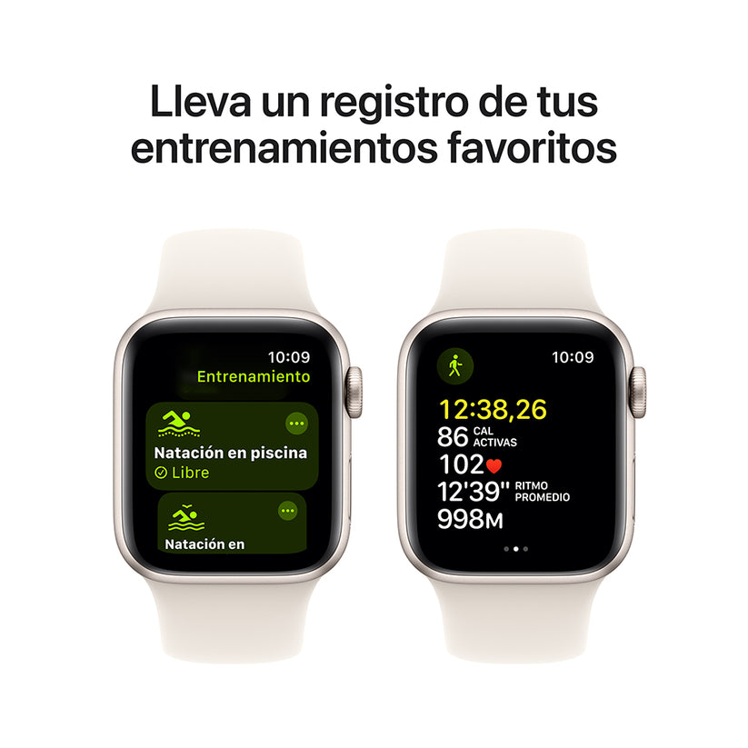 Apple Watch SE GPS • Caja de aluminio blanco estelar de 40 mm • Correa deportiva blanco estelar - S/M