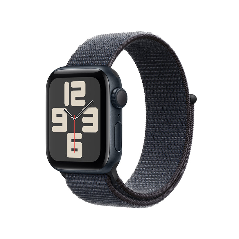 Apple Watch SE GPS • Caja de aluminio color medianoche de 40 mm • Correa loop deportiva color tinta