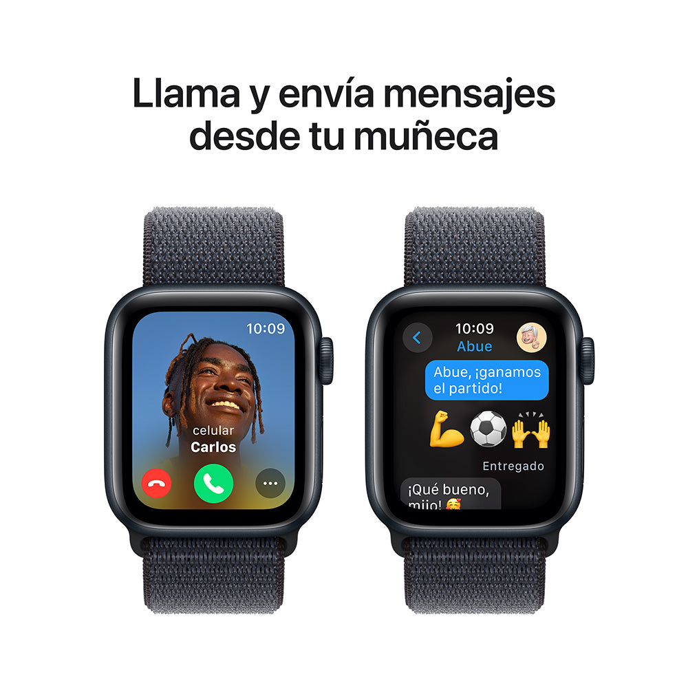 Apple Watch SE GPS • Caja de aluminio color medianoche de 40 mm • Correa loop deportiva color tinta