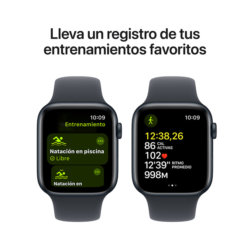 Apple Watch SE GPS • Caja de aluminio color medianoche de 44 mm • Correa deportiva color medianoche - S/M