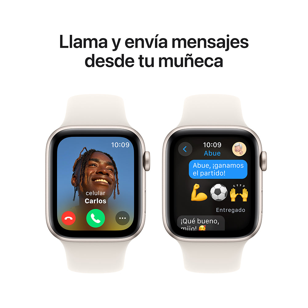 Apple Watch SE GPS • Caja de aluminio blanco estelar de 44 mm • Correa deportiva blanco estelar - M/L
