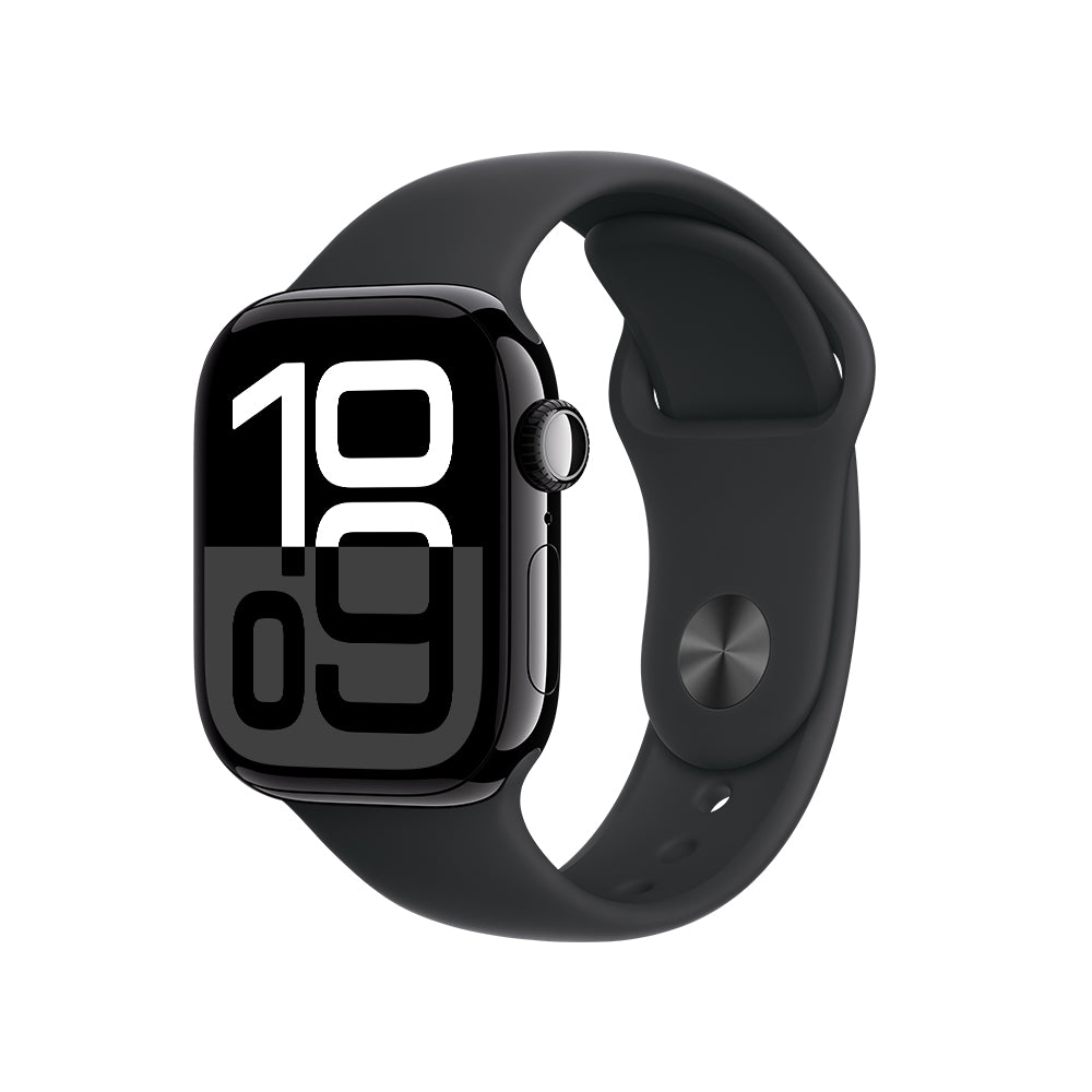 Apple Watch Series 10 GPS • Caja de aluminio negro azabache de 42 mm • Correa deportiva negra - M/L