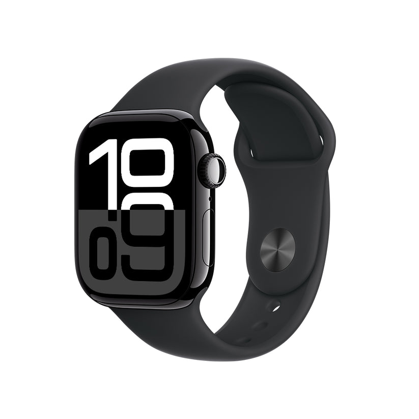 Apple Watch Series 10 GPS • Caja de aluminio negro azabache de 42 mm • Correa deportiva negra - M/L