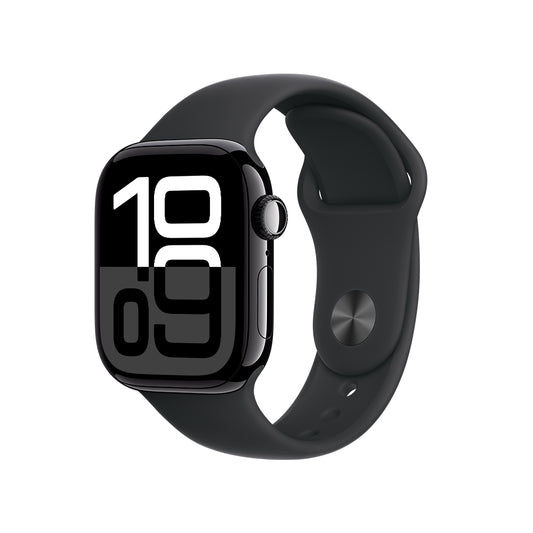 Apple Watch Series 10 GPS • Caja de aluminio negro azabache de 42 mm • Correa deportiva negra - M/L