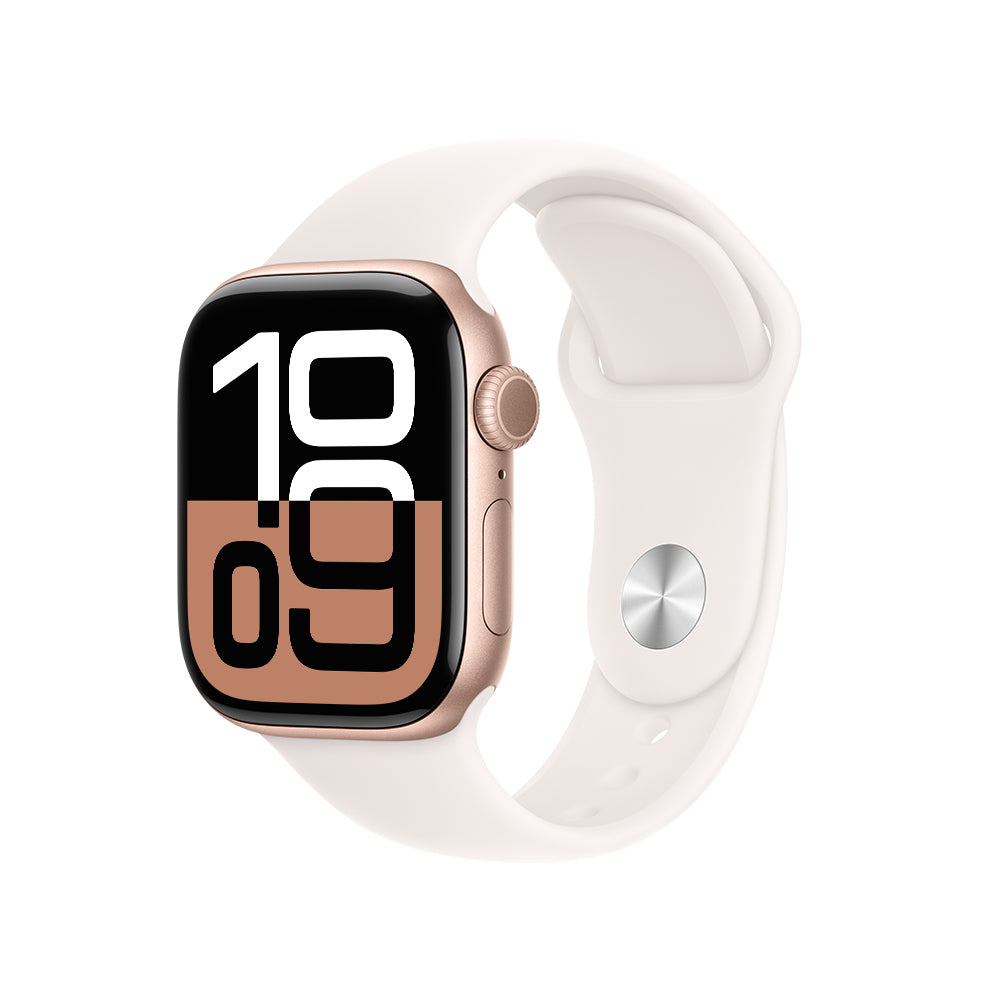 Apple Watch Series 10 GPS • Caja de aluminio color oro rosa de 42 mm • Correa deportiva rosa rubor - S/M