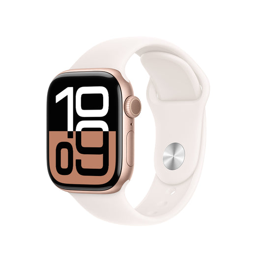 Apple Watch Series 10 GPS • Caja de aluminio color oro rosa de 42 mm • Correa deportiva rosa rubor - M/L