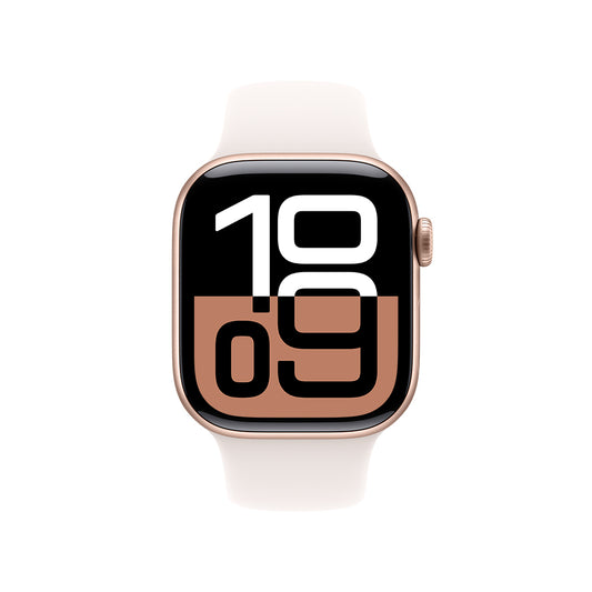 Apple Watch Series 10 GPS • Caja de aluminio color oro rosa de 42 mm • Correa deportiva rosa rubor - M/L