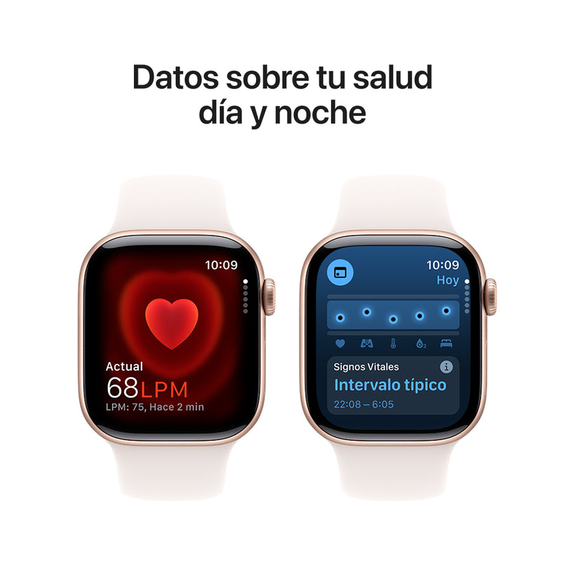 Apple Watch Series 10 GPS • Caja de aluminio color oro rosa de 42 mm • Correa deportiva rosa rubor - S/M