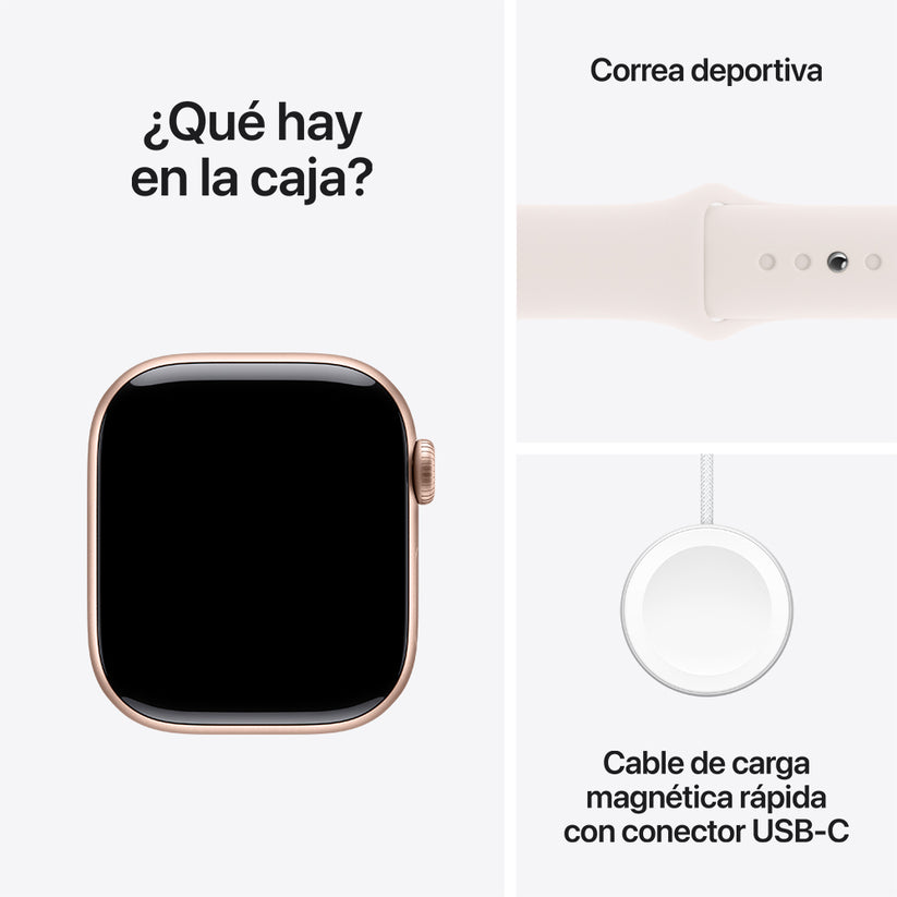 Apple Watch Series 10 GPS • Caja de aluminio color oro rosa de 42 mm • Correa deportiva rosa rubor - S/M