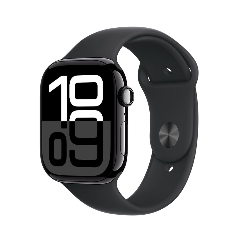 Apple Watch Series 10 GPS • Caja de aluminio negro azabache de 46 mm • Correa deportiva negra - S/M