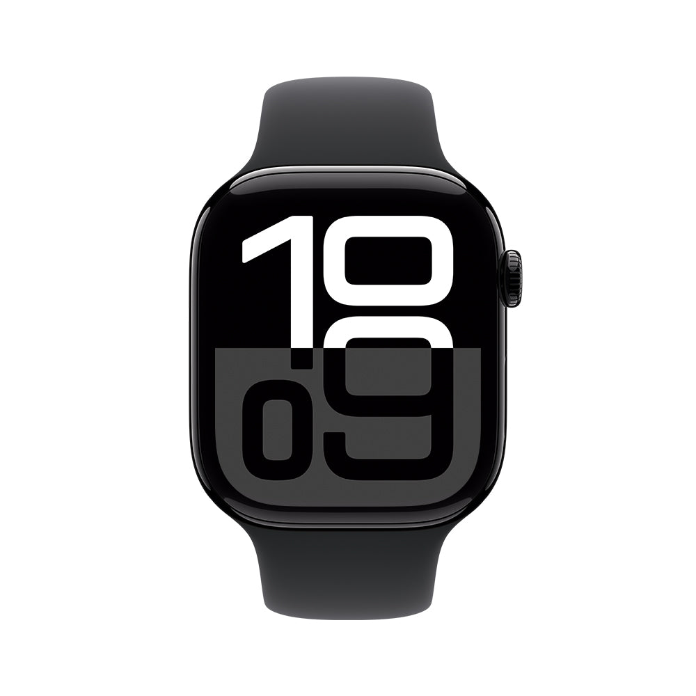 Apple Watch Series 10 GPS • Caja de aluminio negro azabache de 46 mm • Correa deportiva negra - S/M