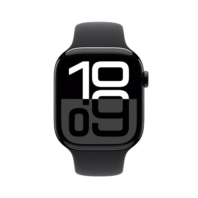 Apple Watch Series 10 GPS • Caja de aluminio negro azabache de 46 mm • Correa deportiva negra - S/M
