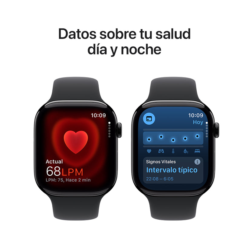 Apple Watch Series 10 GPS • Caja de aluminio negro azabache de 46 mm • Correa deportiva negra - M/L