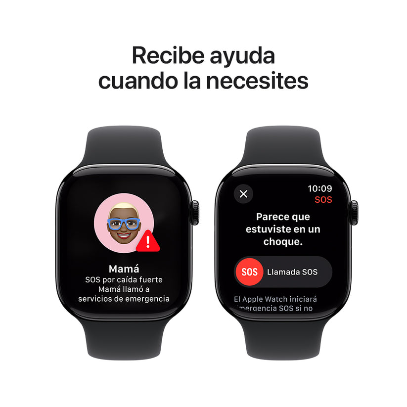 Apple Watch Series 10 GPS • Caja de aluminio negro azabache de 46 mm • Correa deportiva negra - S/M
