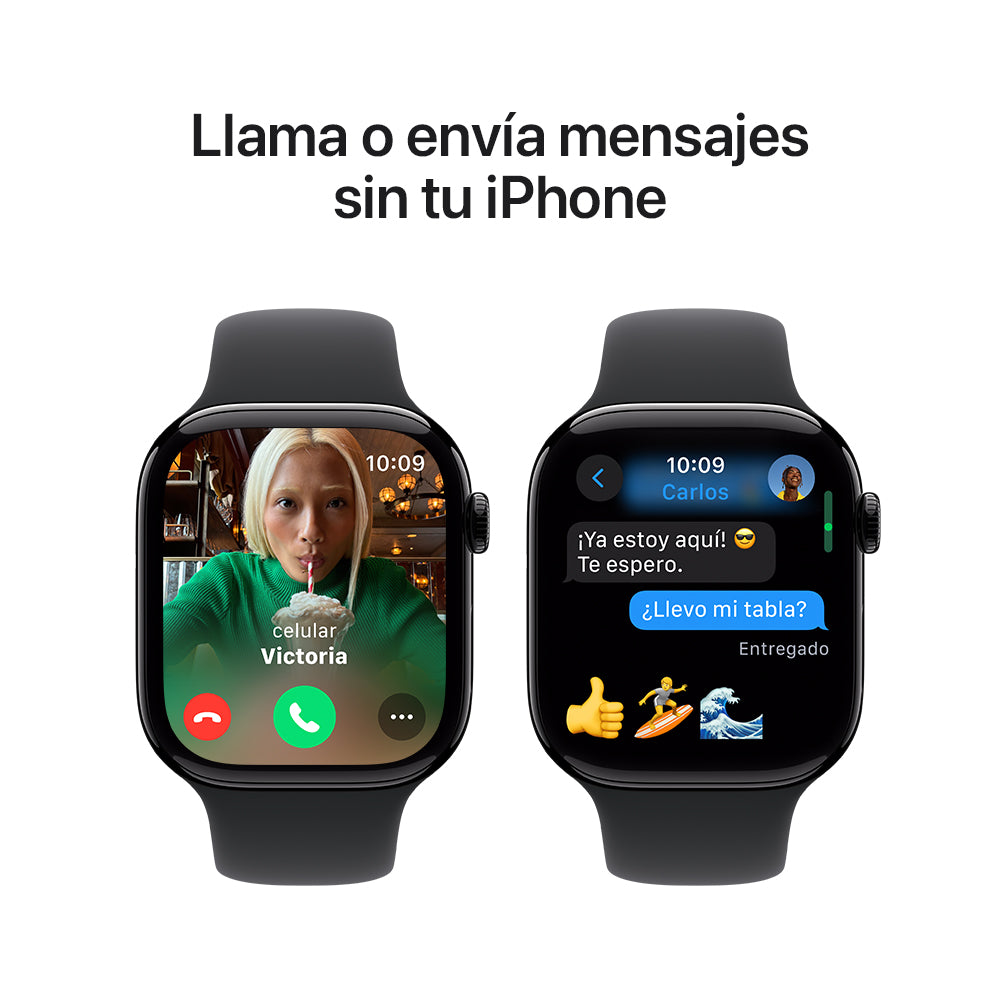 Apple Watch Series 10 GPS • Caja de aluminio negro azabache de 46 mm • Correa deportiva negra - S/M
