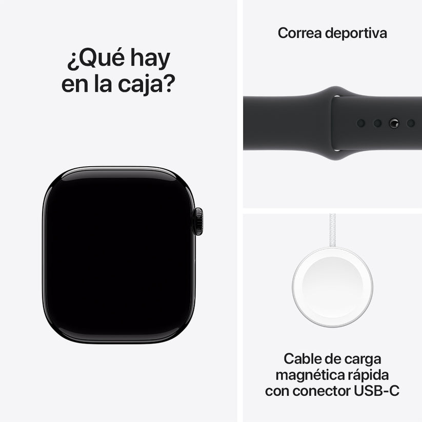 Apple Watch Series 10 GPS • Caja de aluminio negro azabache de 46 mm • Correa deportiva negra - S/M