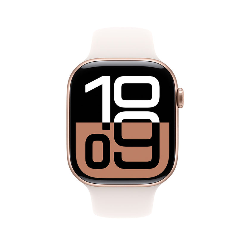 Apple Watch Series 10 GPS • Caja de aluminio color oro rosa de 46 mm • Correa deportiva rosa rubor - S/M