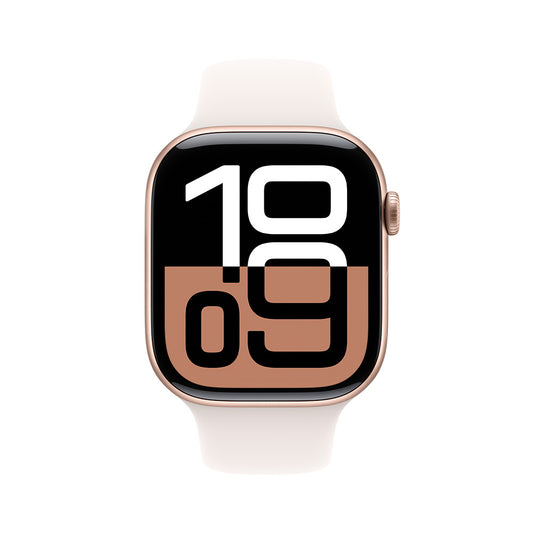 Apple Watch Series 10 GPS • Caja de aluminio color oro rosa de 46 mm • Correa deportiva rosa rubor - S/M