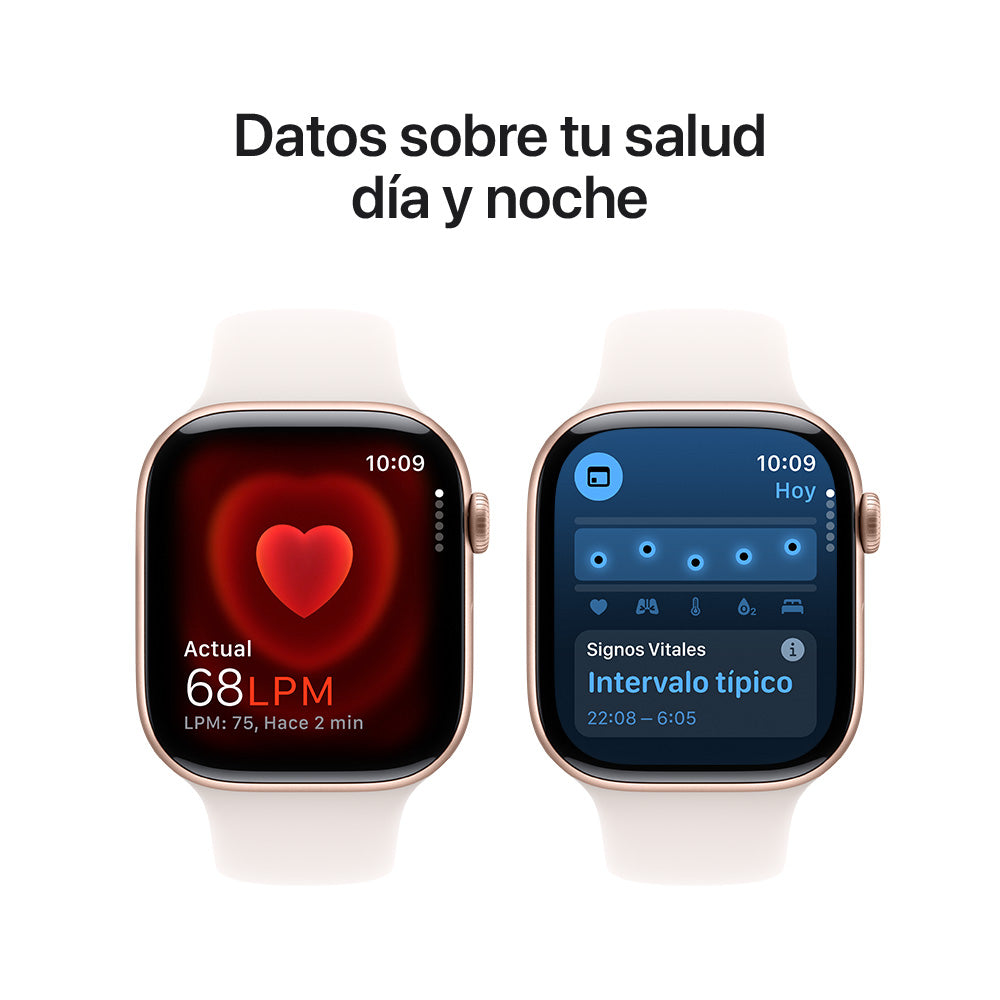 Apple Watch Series 10 GPS • Caja de aluminio color oro rosa de 46 mm • Correa deportiva rosa rubor - S/M