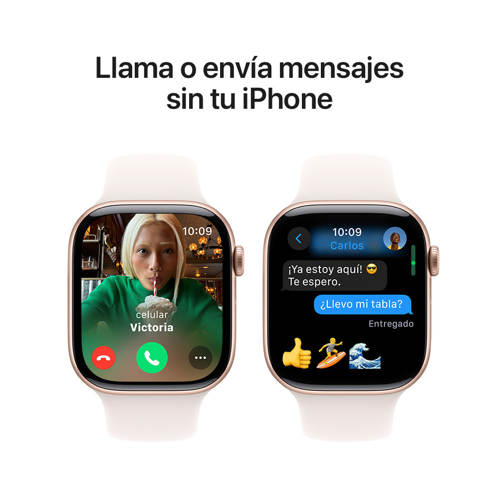 Apple Watch Series 10 GPS • Caja de aluminio color oro rosa de 46 mm • Correa deportiva rosa rubor - S/M