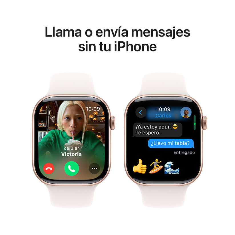 Apple Watch Series 10 GPS • Caja de aluminio color oro rosa de 46 mm • Correa deportiva rosa rubor - S/M