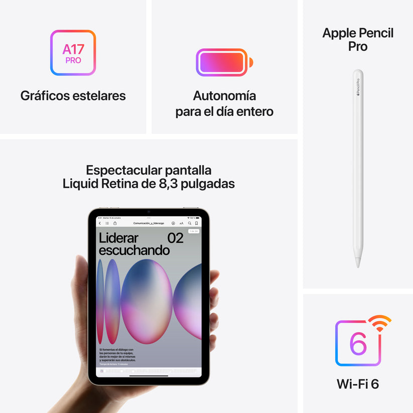 iPad mini Wi-Fi 128 GB - Gris espacial (A17 Pro)