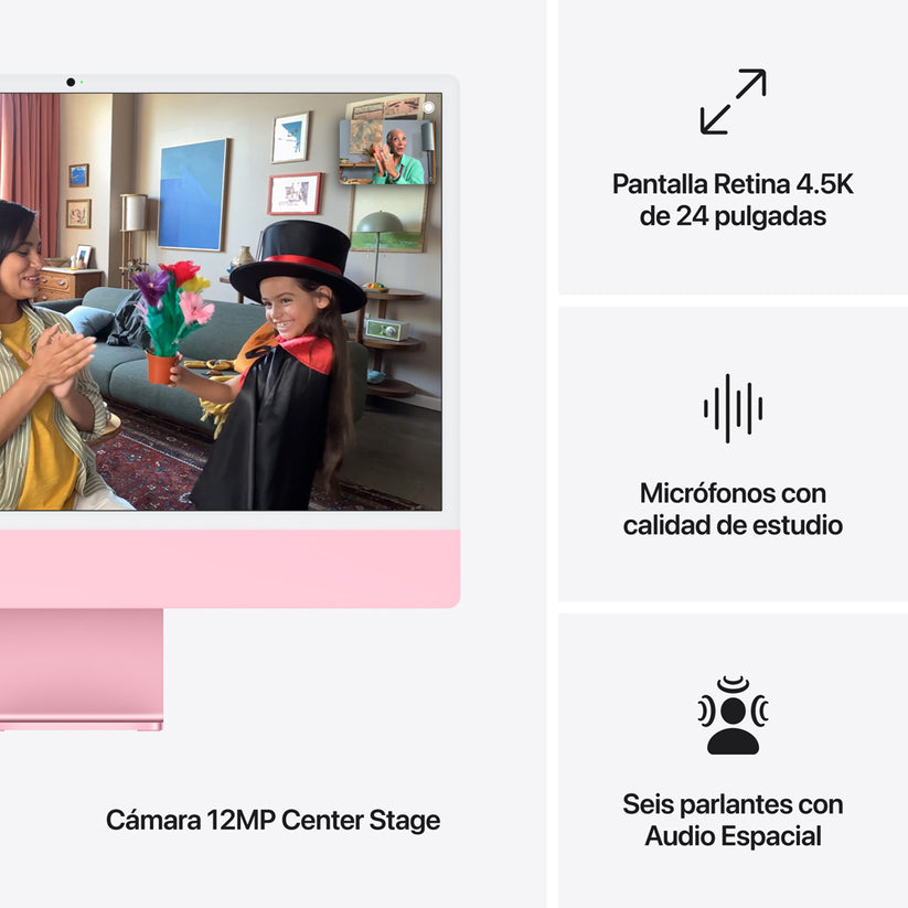 iMac con pantalla Retina 4,5K de 24 pulgadas: Chip M4 de Apple con CPU de 8 núcleos y GPU de 8 núcleos, 256 GB SSD - Rosa