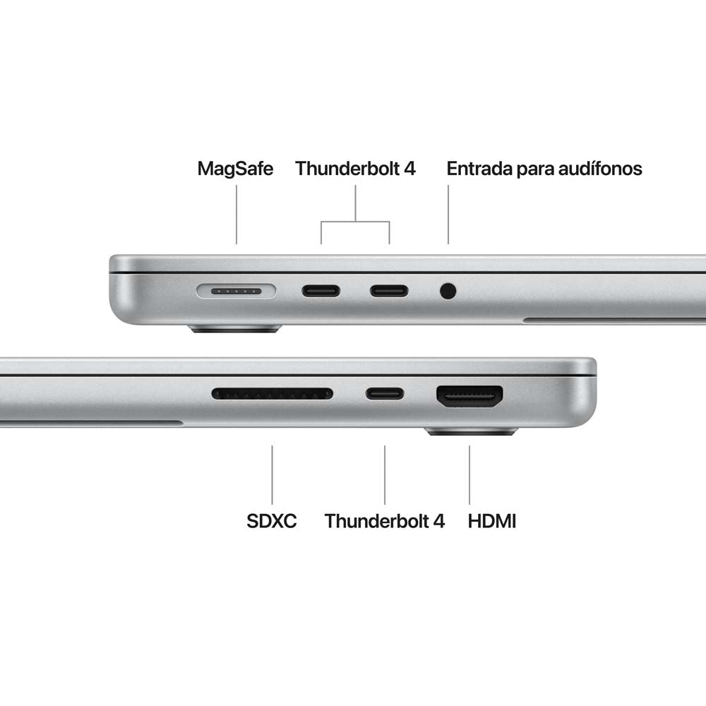 MacBook Pro de 14 pulgadas: Chip M4 de Apple con CPU de 10 núcleos y GPU de 10 núcleos, 512 GB SSD - Plata