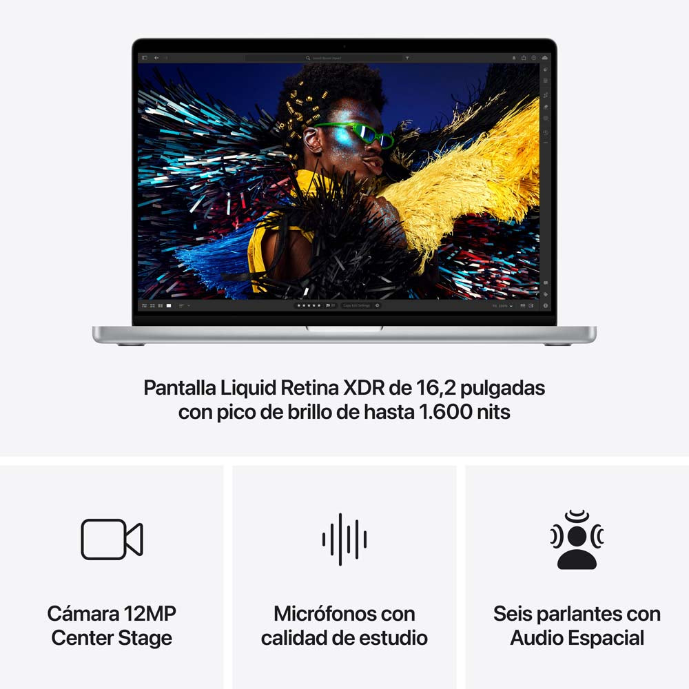 MacBook Pro de 16 pulgadas: Chip M4 Max de Apple con CPU de 14 núcleos y GPU de 32 núcleos, 1 TB SSD - Plata